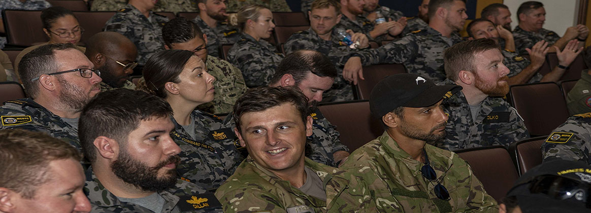 SAN DIEGO (June 28, 2022) – Rim of the Pacific (RIMPAC) 2022 participants network at the Southern California opening ceremony. Twenty-six nations, 38 ships, four submarines, more than 170 aircraft and 25,000 personnel are participating in RIMPAC from June 29 to Aug. 4 in and around the Hawaiian Islands and Southern California. The world’s largest international maritime exercise, RIMPAC provides a unique training opportunity while fostering and sustaining cooperative relationships among participants critical to ensuring the safety of sea lanes and security on the world’s oceans. RIMPAC 2022 is the 28th exercise in the series that began in 1971. 