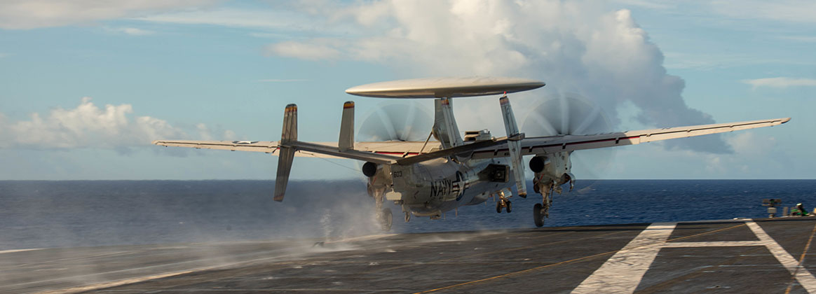 PHILIPPINE SEA (Aug. 17, 2022) An E-2D Hawkeye, attached to the Tigertails of Airborne Early Warning Squadron (VAW) 125 launches from the flight deck aboard the U.S. Navy’s only forward-deployed aircraft carrier USS Ronald Reagan (CVN 76) in the Philippine Sea, Aug. 17. E-2D Hawkeyes perform tactical airborne early warning missions to provide valuable information to Carrier Strike Group 5 as it plans and executes operations. Ronald Reagan, the flagship of Carrier Strike Group 5, provides a combat-ready force that protects and defends the United States, and supports alliances, partnerships and collective maritime interests in the Indo-Pacific region.