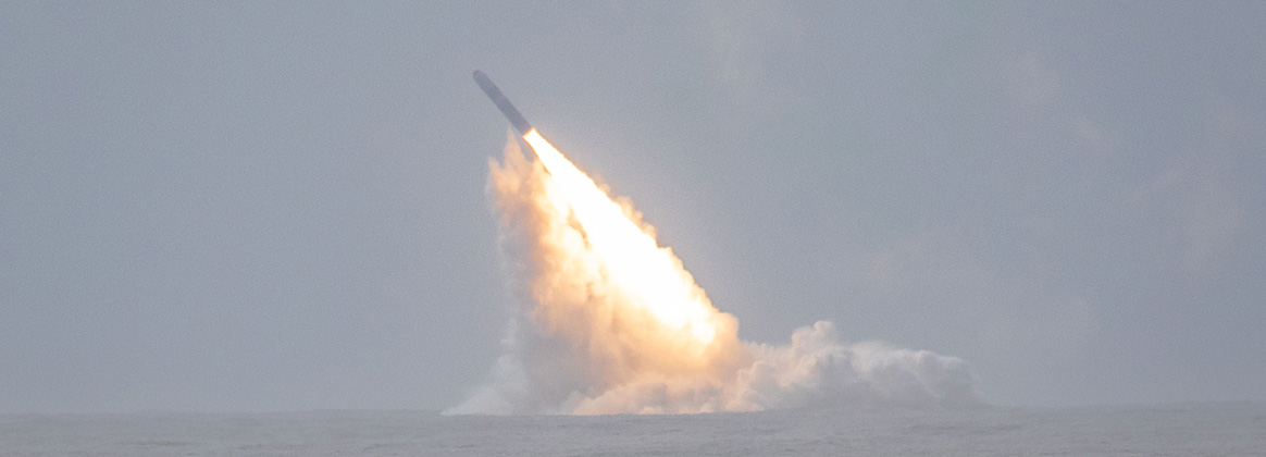 220927-N-PA221-1166 PACIFIC OCEAN (Sept. 28, 2023) - An unarmed Trident II D5LE missile launches from the Ohio-class ballistic missile submarine USS Louisiana (SSBN 743), marking a successful Demonstration and Shakedown Operation-32 (DASO-32) off the coast of San Diego, California, Wednesday. The primary objective of a DASO is to evaluate and demonstrate the readiness of the SSBN's Strategic Weapon System (SWS) and crew before operational deployment following the submarine's engineered refueling overhaul. (U.S. Navy Photo by Mass Communication Specialist 3rd Class Kevin Tang) 